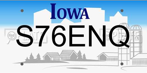 S76ENQ Iowa License Plate