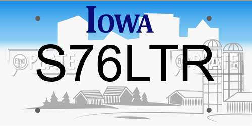 S76LTR Iowa License Plate