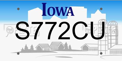 S772CU Iowa License Plate