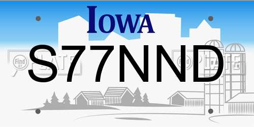 S77NND Iowa License Plate