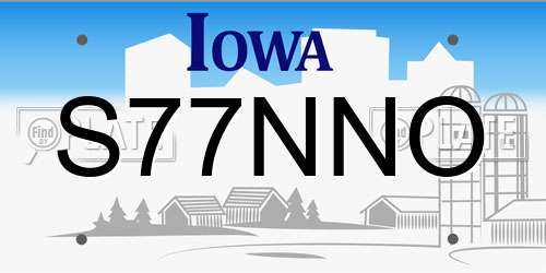 S77NNO Iowa License Plate