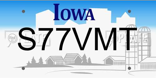 S77VMT Iowa License Plate