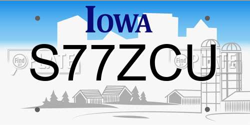S77ZCU Iowa License Plate