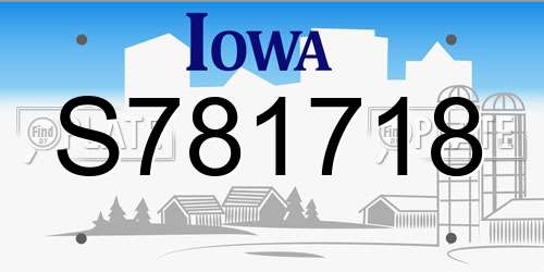 S781718 Iowa License Plate