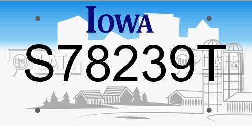 S78239T Iowa License Plate