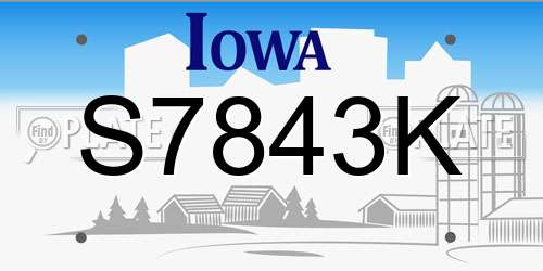 S7843K Iowa License Plate