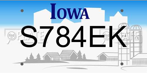 S784EK Iowa License Plate