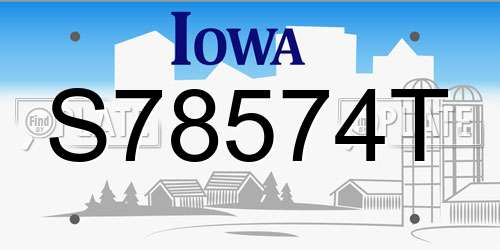 S78574T Iowa License Plate
