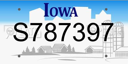 S787397 Iowa License Plate