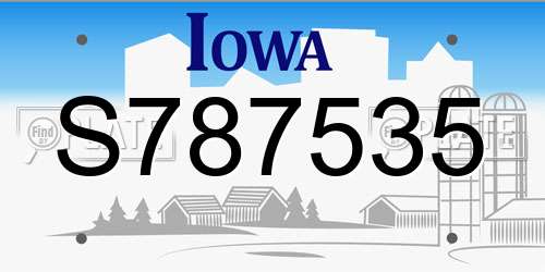 S787535 Iowa License Plate