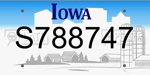 S788747 Iowa License Plate