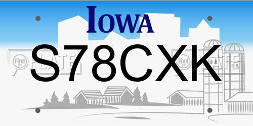S78CXK Iowa License Plate