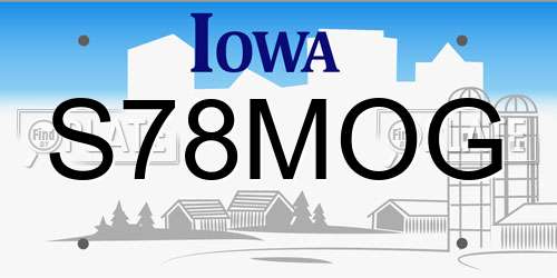 S78MOG Iowa License Plate