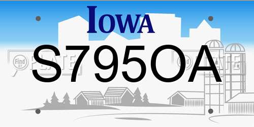 S795OA Iowa License Plate