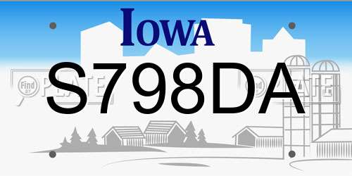 S798DA Iowa License Plate