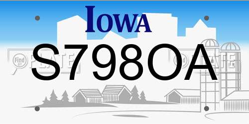 S798OA Iowa License Plate