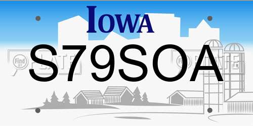 S79SOA Iowa License Plate