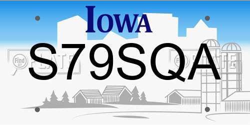 S79SQA Iowa License Plate