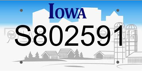 S802591 Iowa License Plate