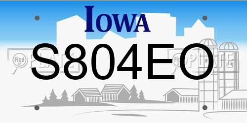 S804EO Iowa License Plate