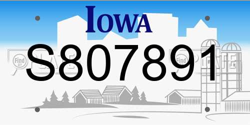 S807891 Iowa License Plate