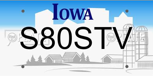 S80STV Iowa License Plate