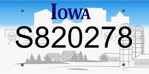 S820278 Iowa License Plate