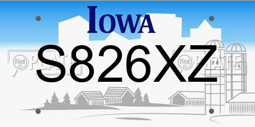 S826XZ Iowa License Plate