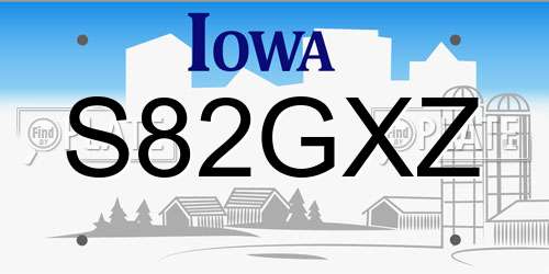 S82GXZ Iowa License Plate