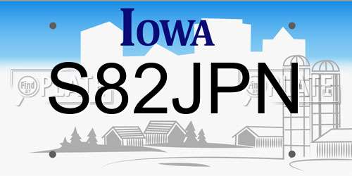 S82JPN Iowa License Plate