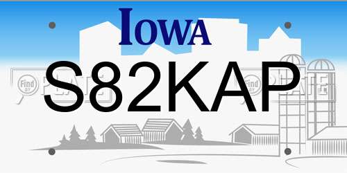 S82KAP Iowa License Plate