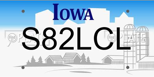 S82LCL Iowa License Plate