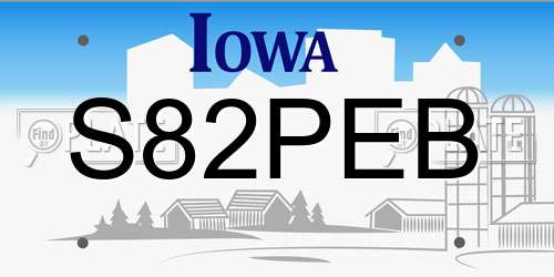 S82PEB Iowa License Plate