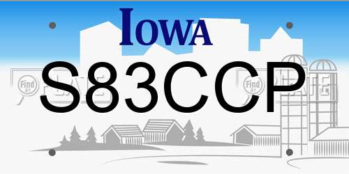 S83CCP Iowa License Plate