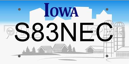 S83NEC Iowa License Plate