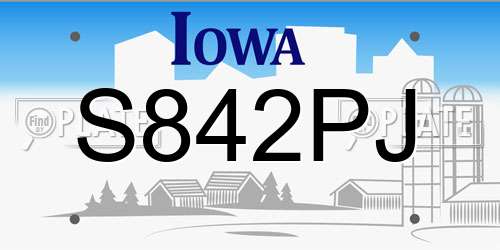 S842PJ Iowa License Plate