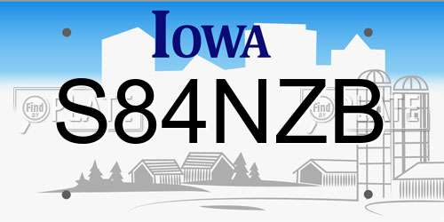 S84NZB Iowa License Plate