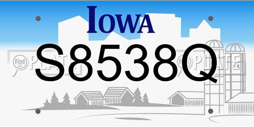 S8538Q Iowa License Plate