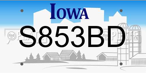 S853BD Iowa License Plate