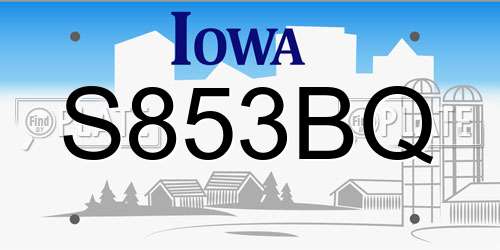 S853BQ Iowa License Plate