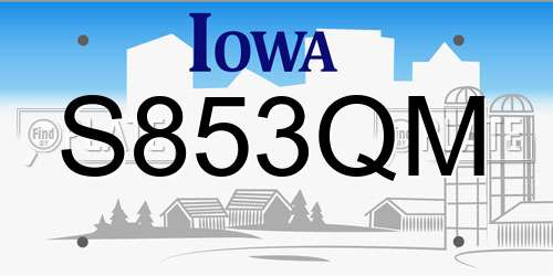 S853QM Iowa License Plate