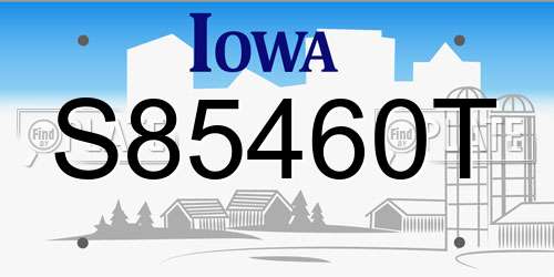 S85460T Iowa License Plate