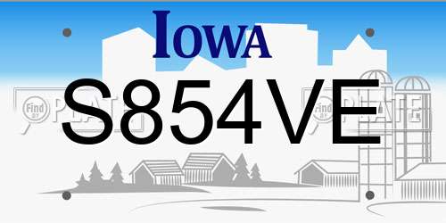 S854VE Iowa License Plate