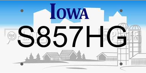 S857HG Iowa License Plate