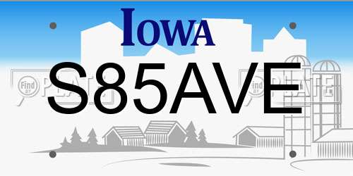 S85AVE Iowa License Plate