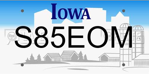 S85EOM Iowa License Plate