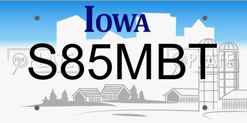 S85MBT Iowa License Plate