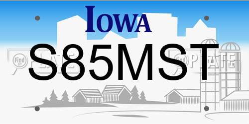 S85MST Iowa License Plate