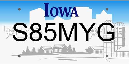 S85MYG Iowa License Plate