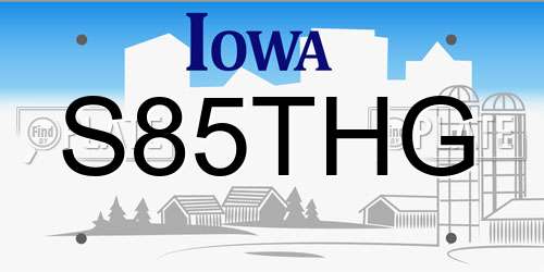 S85THG Iowa License Plate